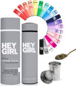 Hey Girl Tea Infuser Bottle 450Ml - Insulated Stainless Steel Water Bottle - Thermos Tea Tumbler with Tea Diffuser - Portable Travel Mug for Loose Leaf Tea & Infused Water - Tea Lovers Gifts for Women