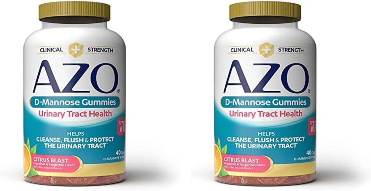 AZO D Mannose Urinary Tract Health Gummies, 40 Count, Clinical Strength 2000Mg, Helps Cleanse, Flush & Protect, No.1 Pharmacist Recommended Brand, Vegan Tangy Citrus Blast Flavor, Non-Gmo, Gluten Free