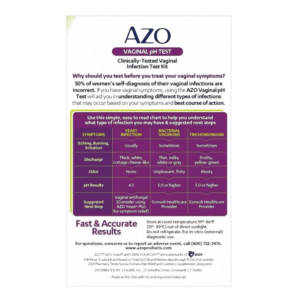 AZO Vaginal Ph Test Kit, Clinically-Tested Vaginal Infection Test Kit, FSA/HSA Eligible, Fast & Accurate Results, from the #1 Most Trusted Urinary Health Brand, 2 Self-Tests
