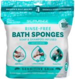 Scrubzz Disposable Rinse Free Bathing Wipes - 25 Pack - All-In-1 Single Use Shower Wipes, Simply Dampen, Lather, and Dry without Shampoo or Rinsing