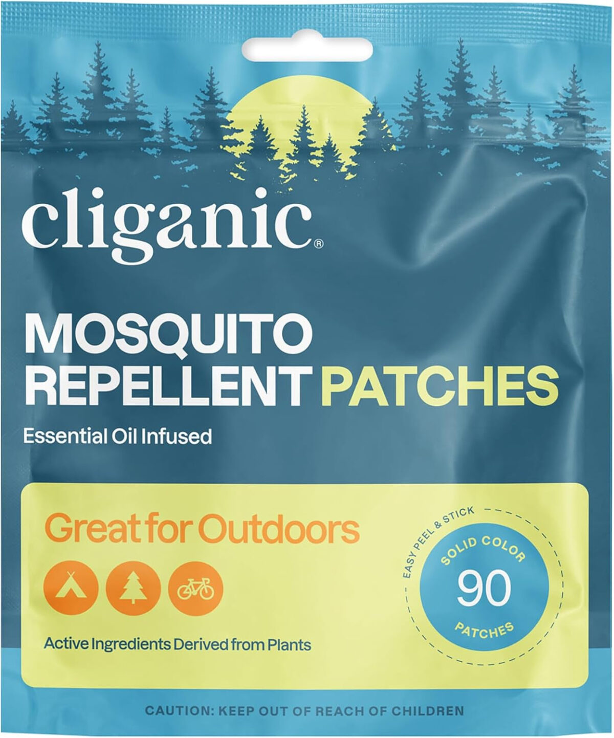 Cliganic Mosquito Repellent Stickers (90 Pack) - Patches for Kids & Adults, Natural Deet-Free, Citronella Essential Oil Infused