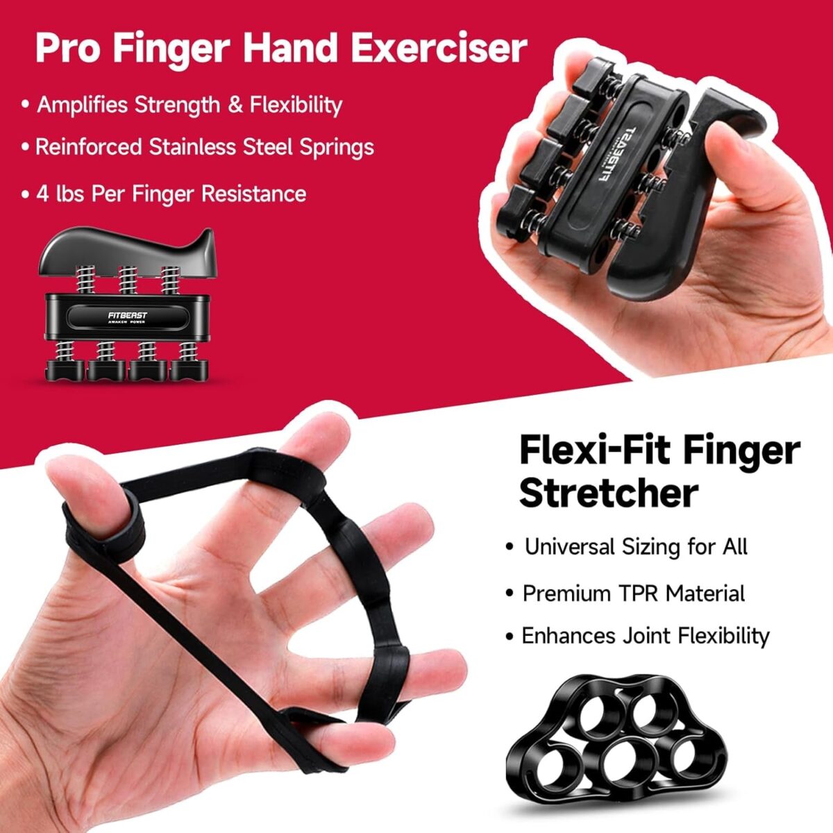 Fitbeast Grip Strengthener Forearm Strengthener Hand Grips Strengthener Kit - 5 Pack Adjustable Resistance