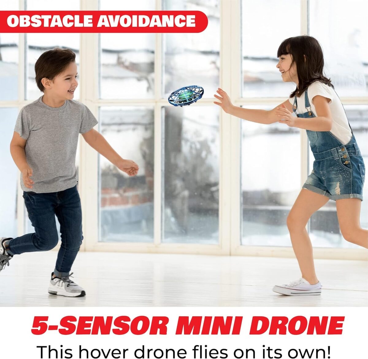 Force1 Scoot Hand Operated Drone for Kids or Adults - Hands Free Motion Sensor Mini Drones for Kids, Easy Indoor Small UFO Toy Flying Ball Drone Toy for Boys and Girls Kids Drones (Blue)