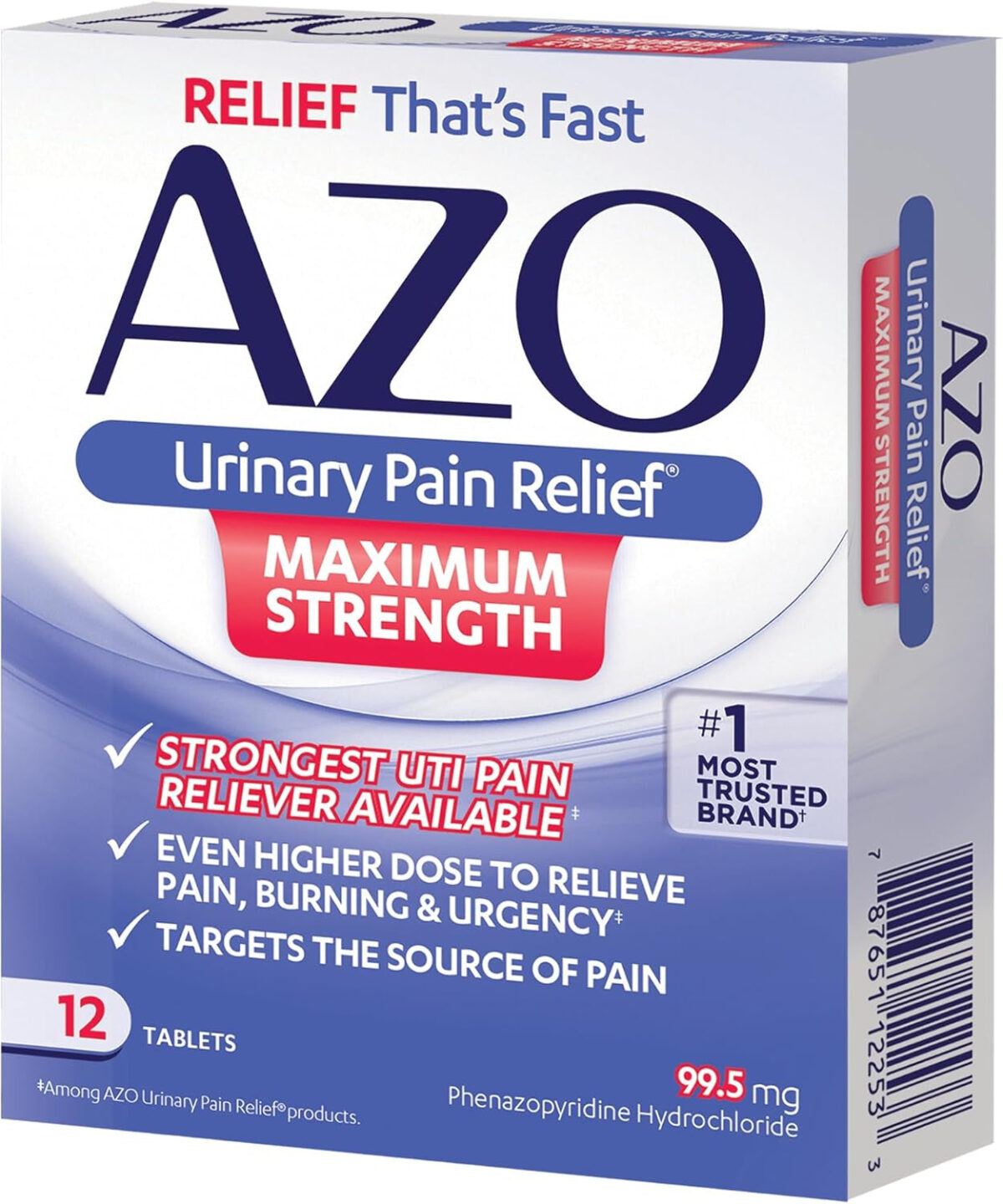 Azo Urinary Pain Relief Max Strength 12 Count Tablets