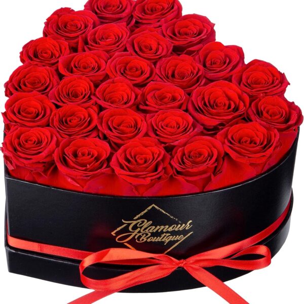 27-Piece Forever Flower Heart Shape Box - Preserved Roses, Immortal Roses for Her Eternal Rose Preserved Flowers for Delivery Prime Mothers Day & Valentines Day - Red