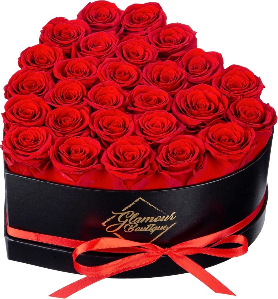 27-Piece Forever Flower Heart Shape Box - Preserved Roses, Immortal Roses for Her Eternal Rose Preserved Flowers for Delivery Prime Mothers Day & Valentines Day - Red