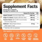 Turmeric Supplement and Ginger Root Joint Support Supplement - Turmeric Curcumin Supplement 95% Curcuminoids. Contains Organic Turmeric with Black Pepper (Bioperine) for Max Absorption. 60 Capsules