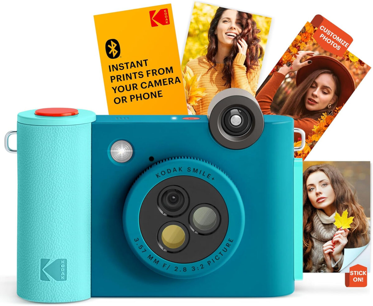 KODAK Smile+ 2-In-1 Digital Instant Print Camera & Wireless Bluetooth Photo Printer - 10MP, Special-Effect Rotating Lens, Zink 2X3” Sticky-Back Photos, Print via Fun App from Smart Devices - Pink