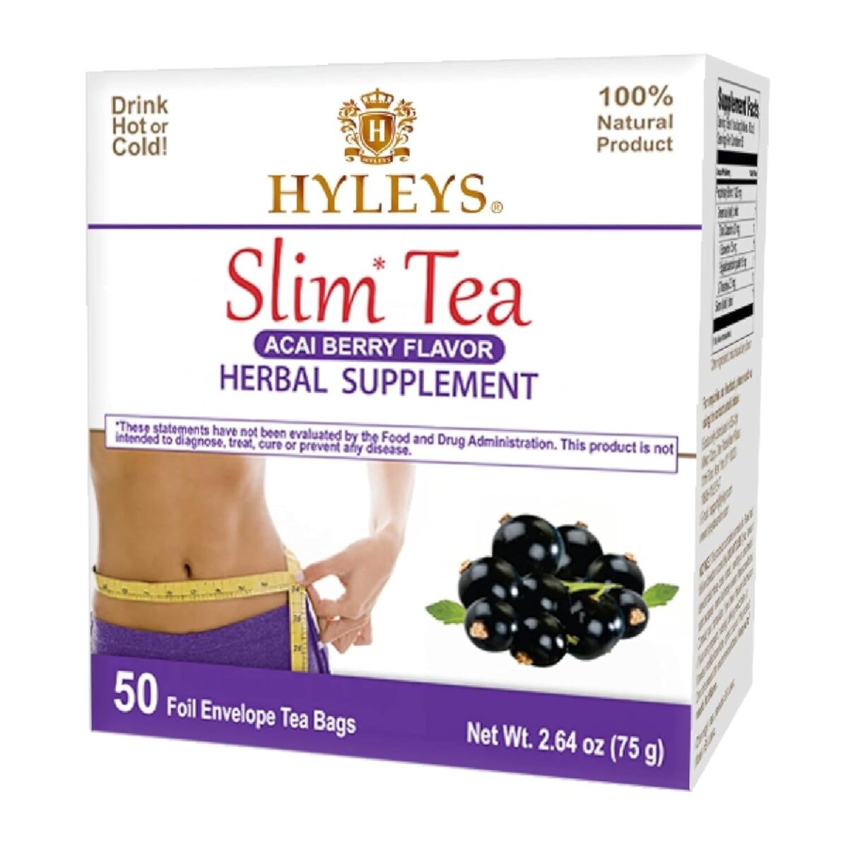 Hyleys Slim Tea Acai Berry Flavor - Weight Loss Herbal Supplement Cleanse and Detox - 25 Tea Bags (1 Pack)