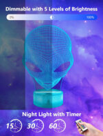 FULLOSUN Alien Gift, Kids Alien Illusion Night Light (With Remote Control), 3D Illumination Lights Boys Gift 16 Colors Changeable Kids Room Lighting Creative Decoration... (Alien)