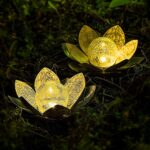 Huaxu Solar Lights Outdoor Garden, Crackle Globe Glass Lotus Decoration, Waterproof LED Metal Flower Lights for Patio,Lawn,Walkway,Tabletop,Ground