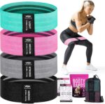 Resistance Bands for Working Out with Workout Bands Guide. 4 Booty Bands for Women Men Fabric Elastic Bands for Exercise Bands Resistance Bands for Legs Bands for Working Out Hip Thigh Glute Bands Set