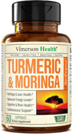 Turmeric Curcumin & Moringa Leaves Extract with Black Pepper. Joint Support Supplement with Tumeric (95% Curcuminoids), Bioperine & Moringa Oleifera Leaf for Joints, Digestion & Energy. 60 Capsules