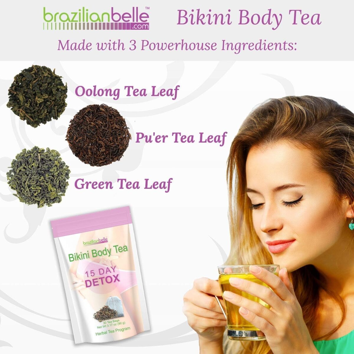 Bikini Body Detox Tea - Detoxify, Boosts Energy Levels, and Improves Complexion (15 Day Detox)