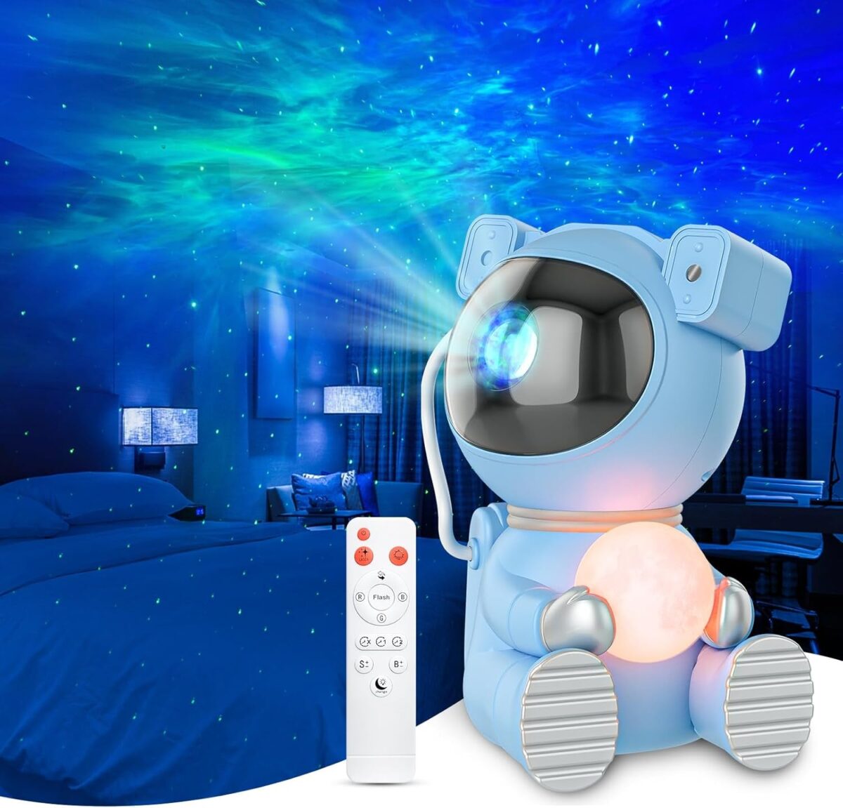 Astronaut Galaxy Projector, Star Projector with Timer and Remote, Galaxy Projector with Moon Lamp, LED Nebula Night Light for Kids, Adults, Room Decor, Gift (Black)