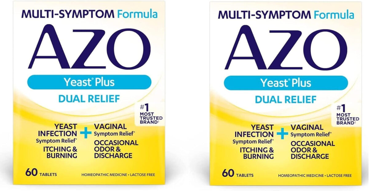 AZO Yeast plus Dual Relief Tablets, , FSA/HSA Eligible, Yeast Infection and Vaginal Symptom Relief, Relieves Itching & Burning, 60 Count