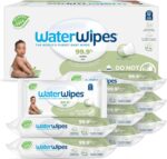 Waterwipes Plastic-Free Textured Clean, Toddler & Baby Wipes, 99.9% Water Based Wipes, Unscented & Hypoallergenic for Sensitive Skin, 60 Count (12 Packs), Packaging May Vary