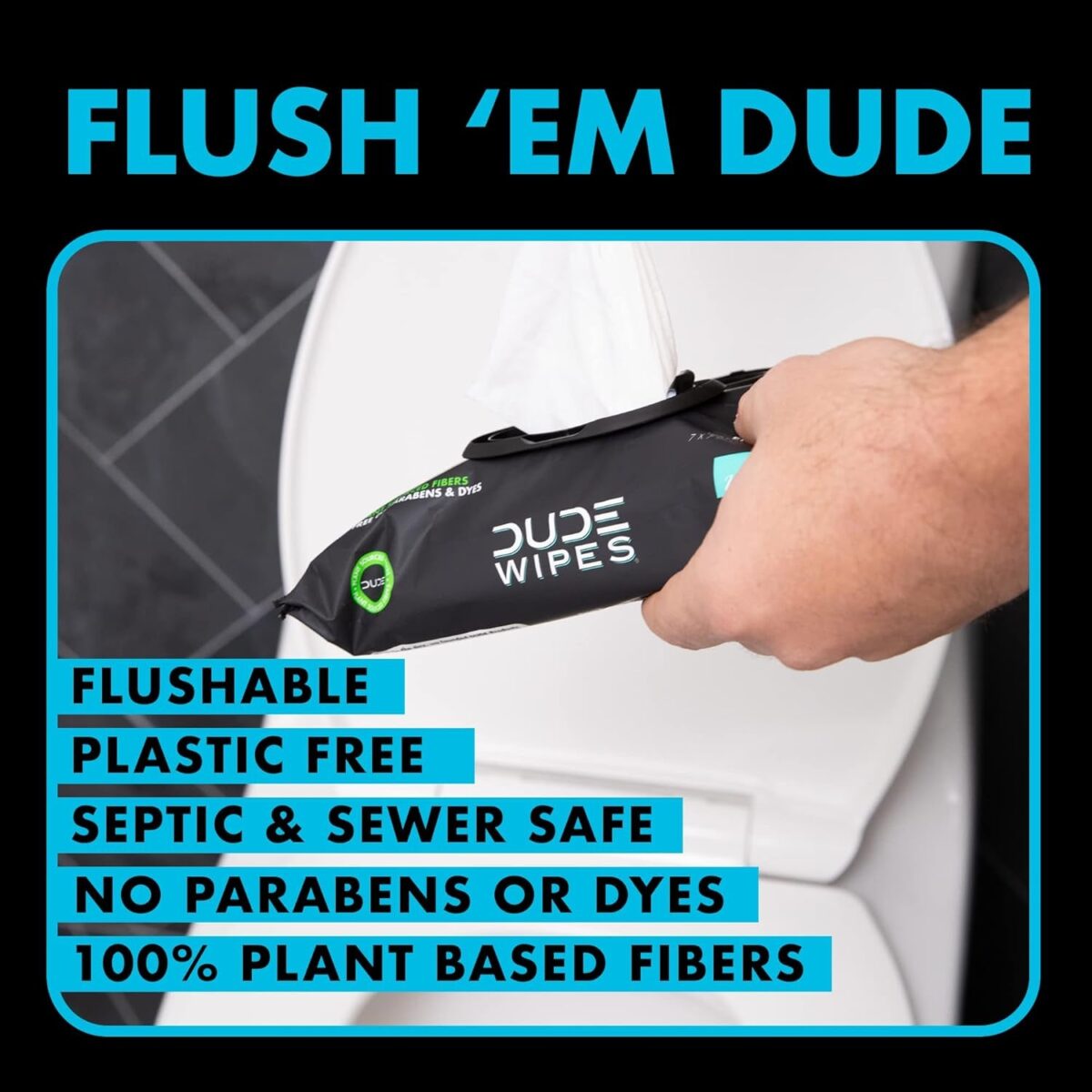 DUDE Wipes - Flushable Wipes - 8 Pack, 336 Wipes - Unscented Extra-Large Adult Wet Wipes - Vitamin-E & Aloe - Septic and Sewer Safe