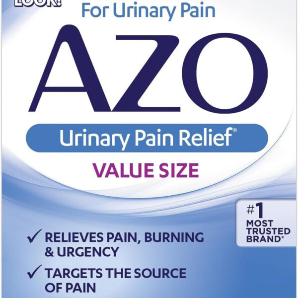 AZO Urinary Pain Relief Value Size, with Phenazopyridine Hydrochloride, Fast Relief, Relieves UTI Pain, Burning & Urgency, Targets the Source of Pain, #1 Most Trusted Brand, 30 Tablets