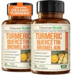 Quercetin with Bromelain Turmeric Supplement - Quercetin 500Mg Capsules with Curcumin & Bromelain Powder for Allergy & Joint Support. Turmeric Curcumin Bromelain Supplement. 60 Vegan Tumeric Capsules