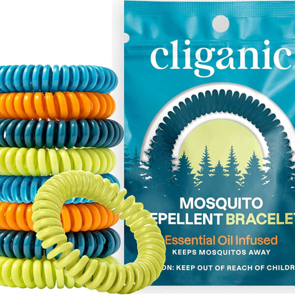 Cliganic 25 Pack Mosquito Repellent Bracelets, Deet-Free Bands, Individually Wrapped (Packaging May Vary)