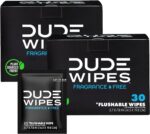 DUDE Wipes - On-The-Go Flushable Wipes - 2 Pack, 60 Wipes - Unscented Extra-Large Individually Wrapped Adult Wet Wipes - Vitamin E & Aloe - Septic and Sewer Safe