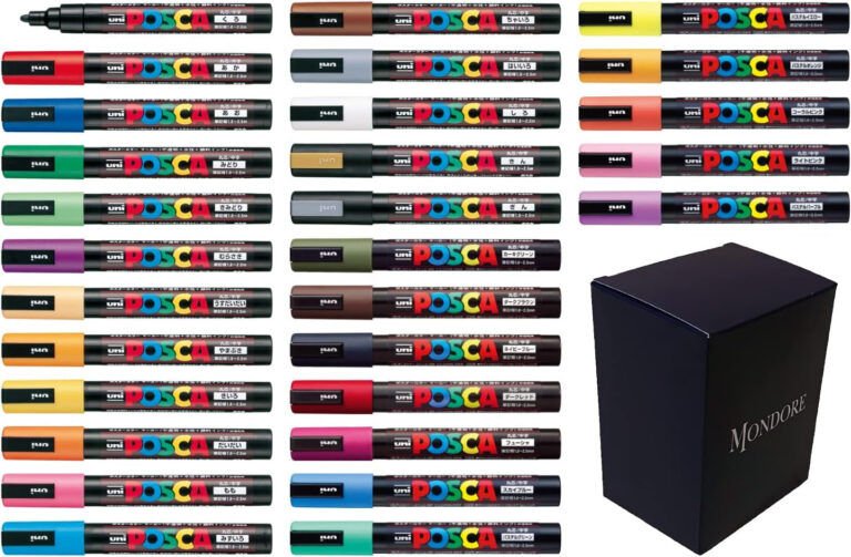 Posca Paint Marker Pen Medium Point (PC-5M) 29 Colors Full Set with Original Box Japan Import