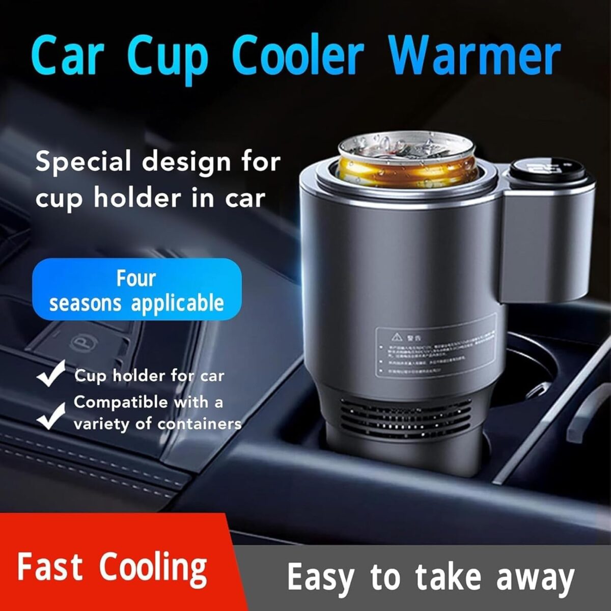 Roadmug - Heating and Cooling Car Cup Holder, Roadmug Can Heat or Cool Your Drink, Electric Heat and Cold Cooler, Cold and Hot Drink Cup Holder, Portable Smart Car Cup Warmer Cooler (Sapphire Blue)