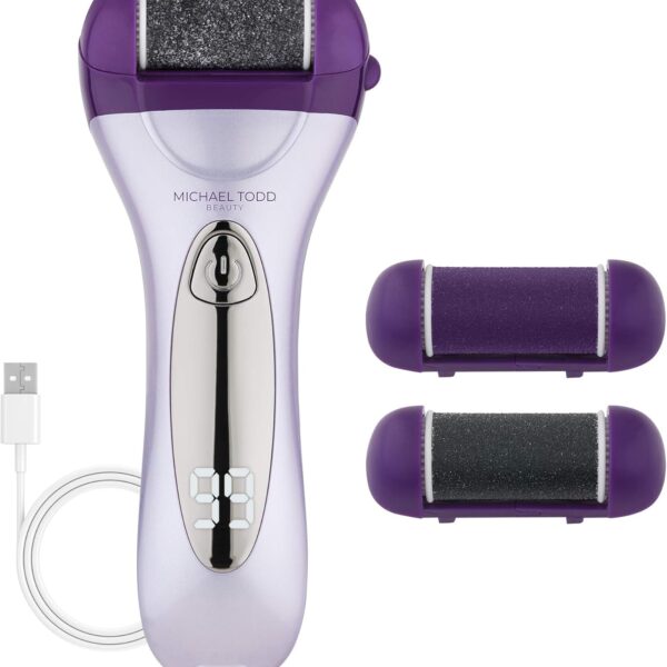 Michael Todd Beauty Pedimax – Skin Smoothing Pedicure Device - 3 Interchangeable Treatment Heads - for All Skin Types – Includes Coarse, Medium, and Fine File Heads, and USB Charging Cord