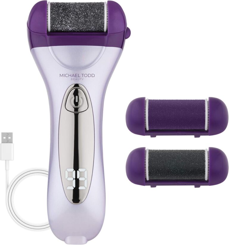 Michael Todd Beauty Pedimax – Skin Smoothing Pedicure Device - 3 Interchangeable Treatment Heads - for All Skin Types – Includes Coarse, Medium, and Fine File Heads, and USB Charging Cord