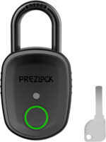 Fingerprint Padlock with Key Backup, 2Keys, Prezlock, Smart Padlock with Keyless Biometric, Suitable for Outdoor and Heavy Duty, IP65 Waterproof.