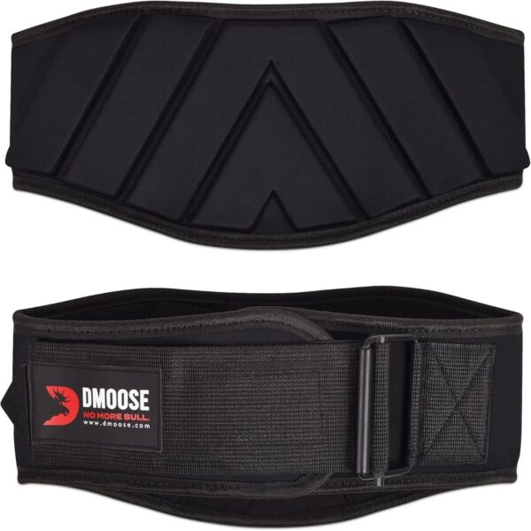 Dmoose Fitness Neoprene Weight Lifting Belt - Sweat-Resistant Gym Belt for Men & Women to Provide Stability & Lumbar Support - Adjustable Fit 6" Weightlifting Belt for Squats, Deadlift & Bench Presses