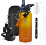 One Gallon Water Bottle Insulated, Triple Walled Vacuum Stainless Steel (Cold for 48 Hrs), Leak Proof & Non-Bpa, Large Water Flask Jug with Paracord Handle & Straw Spout Lids