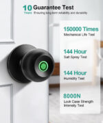 Fingerprint Door Lock, Smart Fingerprint Door Knob with Lock, Biometric Door Lock with App Control & Key, Keyless Thumbprint Entry Door Lock for Bedroom, Front Door, Home, Apartment Office and Garages