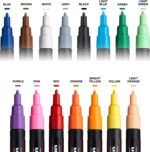 15 Posca Paint Markers, 5M Medium Posca Markers Set with Reversible Tips of Acrylic Paint Pens | Posca Pens for Art Supplies, Fabric Paint, Fabric Markers, Paint Pen, Art Markers