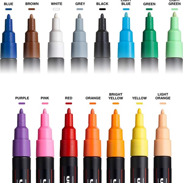 15 Posca Paint Markers, 5M Medium Posca Markers Set with Reversible Tips of Acrylic Paint Pens | Posca Pens for Art Supplies, Fabric Paint, Fabric Markers, Paint Pen, Art Markers