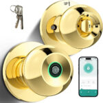 Fingerprint Door Lock, Smart Fingerprint Door Knob with Lock, Biometric Door Lock with App Control & Key, Keyless Thumbprint Entry Door Lock for Bedroom, Front Door, Home, Apartment Office and Garages