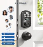 Veise Fingerprint Door Lock, Keyless Entry Door Lock, Electronic Keypad Deadbolt, Biometric Smart Locks for Front Door, Auto Lock, Anti-Peeking Password, Easy Install, Matte Black