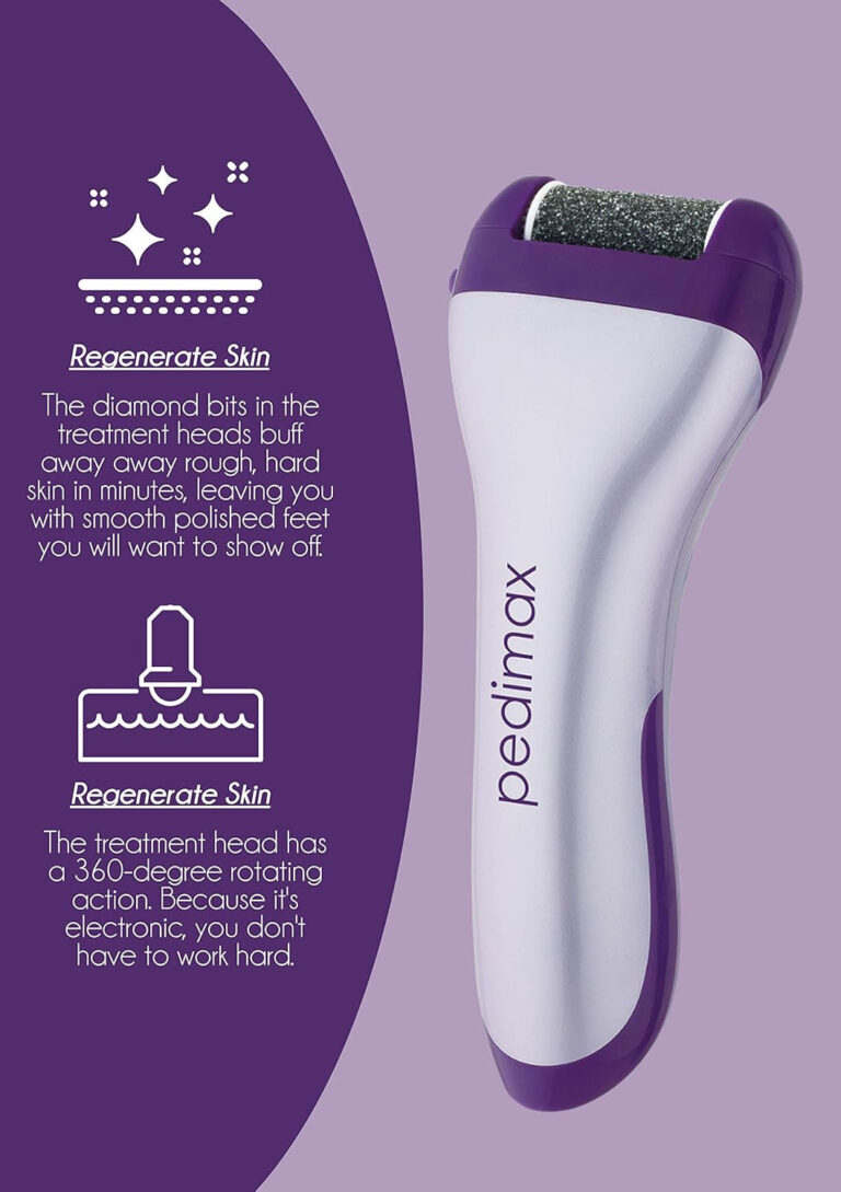 Michael Todd Beauty Pedimax – Skin Smoothing Pedicure Device - 3 Interchangeable Treatment Heads - for All Skin Types – Includes Coarse, Medium, and Fine File Heads, and USB Charging Cord