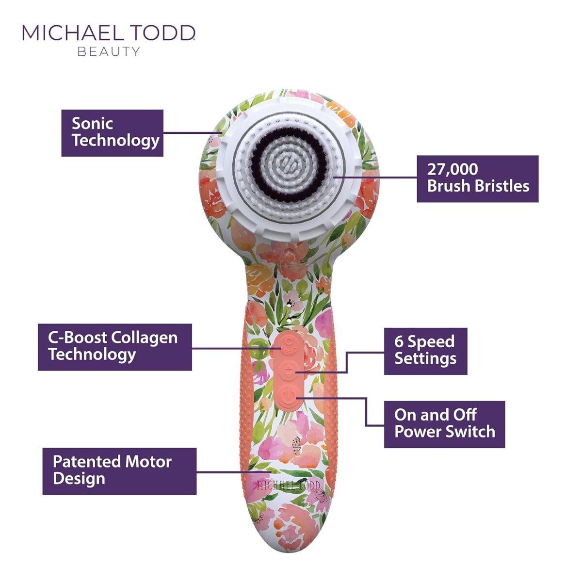 Michael Todd Beauty - Soniclear Elite - Facial Cleansing Brush System - 6-Speeds - Face Cleansing Brush & Exfoliating Body Scrubber