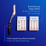 Schick Hydro Silk Dermaplaning Wand for Face with 6 Refill Blades | Dermaplane Peach Fuzz Remover, Eyebrow Razor, Face Razor, Facial Razor, Professional Style Skincare Tool