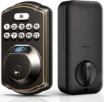 Veise Fingerprint Door Lock, Keyless Entry Door Lock, Electronic Keypad Deadbolt, Biometric Smart Locks for Front Door, Auto Lock, Anti-Peeking Password, Easy Install, Matte Black