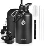 One Gallon Water Bottle Insulated, Triple Walled Vacuum Stainless Steel (Cold for 48 Hrs), Leak Proof & Non-Bpa, Large Water Flask Jug with Paracord Handle & Straw Spout Lids