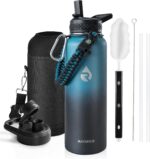 One Gallon Water Bottle Insulated, Triple Walled Vacuum Stainless Steel (Cold for 48 Hrs), Leak Proof & Non-Bpa, Large Water Flask Jug with Paracord Handle & Straw Spout Lids