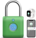 Fingerprint Padlock, Pothunder Smart Padlock, Locker Lock, Combination Lock, Fingerprint Lock with APP Unlock, USB Rechargeable, Suitable for Gym Locker, Door, Locker(Black)