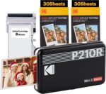 KODAK Mini 2 Retro 4PASS Portable Photo Printer (2.1X3.4 Inches) Initial 8 Sheets + 60 Sheets Bundle, White