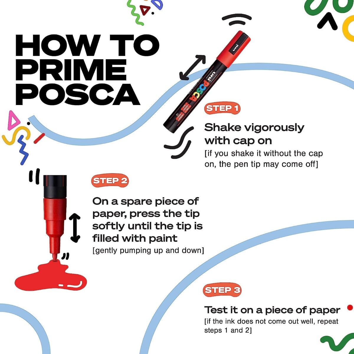 Posca Markers Set, 8 Medium Paint Markers 5M – Dark Tones – White, Ochre, Ruby Red, Cacao Brown, Raspberry, Deep Grey, English Green, Prussian Blue