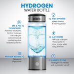 Elate Hydrogen Water Bottle - 14Oz Portable Hydrogen Water Ionizer Generator - SPE PEM Technology - Generates Hydrogenated Rich Infused Drinking Water 1600Ppb in 3 Minutes (Silver)