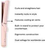 L'ANGE HAIR Le Duo Grande 360° Airflow Styler | 2-In-1 Curling Wand & Titanium Flat Iron Professional Hair Straightener and Curler with Cooling Air Vents to Lock in Style | Adjustable Temp (Blush)