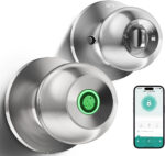 Fingerprint Door Lock, Smart Fingerprint Door Knob with Lock, Biometric Door Lock with App Control & Key, Keyless Thumbprint Entry Door Lock for Bedroom, Front Door, Home, Apartment Office and Garages